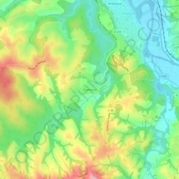Topografische kaart Etxehasia, hoogte, reliëf
