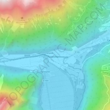 Topografische kaart Farnier, hoogte, reliëf