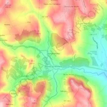 Topografische kaart Martim Afonso, hoogte, reliëf