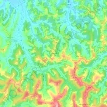 Topografische kaart Capannile, hoogte, reliëf