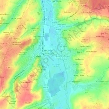 Topografische kaart Sansac, hoogte, reliëf