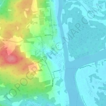 Topografische kaart Gagetown, hoogte, reliëf