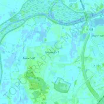 Topografische kaart Nenndorf, hoogte, reliëf