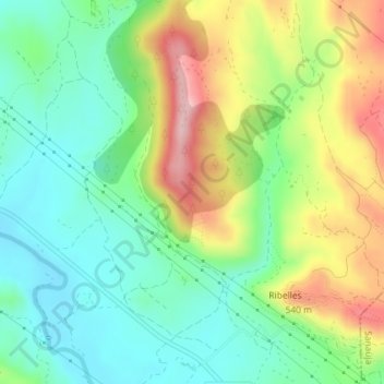 Topografische kaart Figuera, hoogte, reliëf