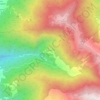 Topografische kaart Volpara, hoogte, reliëf