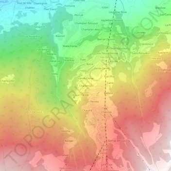 Topografische kaart Charemoz, hoogte, reliëf