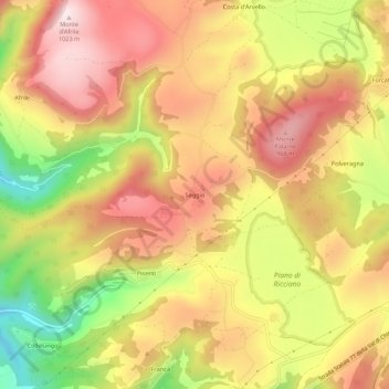 Topografische kaart Seggio, hoogte, reliëf