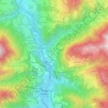 Topografische kaart Antea, hoogte, reliëf