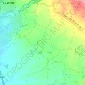 Topografische kaart Inglewhite, hoogte, reliëf