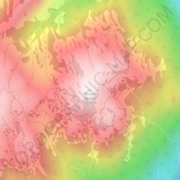 Topografische kaart Mount Sproatt, hoogte, reliëf