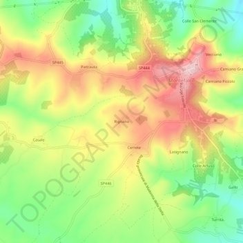 Topografische kaart Rignano, hoogte, reliëf