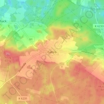 Topografische kaart Gahro, hoogte, reliëf
