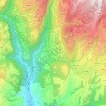 Topografische kaart Lughezzano, hoogte, reliëf