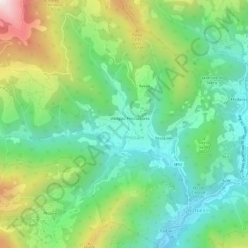 Topografische kaart Mondaro, hoogte, reliëf