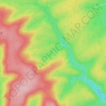 Topografische kaart Isenach Ursprung, hoogte, reliëf