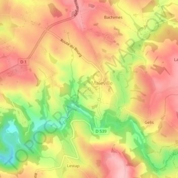 Topografische kaart Fon de Castel Nou, hoogte, reliëf