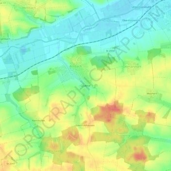 Topografische kaart Grubhof, hoogte, reliëf