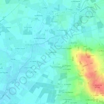 Topografische kaart La Landelle, hoogte, reliëf