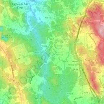 Topografische kaart Quintã, hoogte, reliëf
