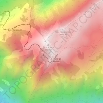Topografische kaart Geiss, hoogte, reliëf