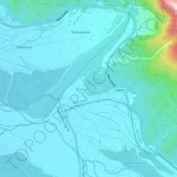 Topografische kaart khayar ghari, hoogte, reliëf