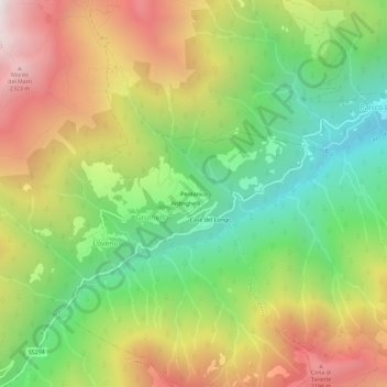 Topografische kaart Perdonico, hoogte, reliëf