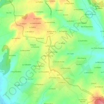 Topografische kaart La Petite Roche, hoogte, reliëf