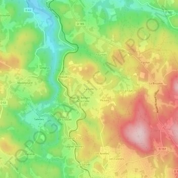 Topografische kaart La Celle, hoogte, reliëf