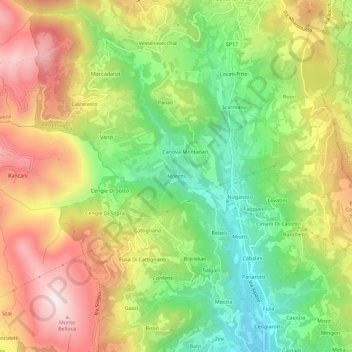 Topografische kaart Moretti, hoogte, reliëf