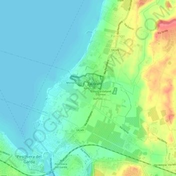 Topografische kaart Ronchi, hoogte, reliëf