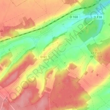 Topografische kaart Taisnil, hoogte, reliëf