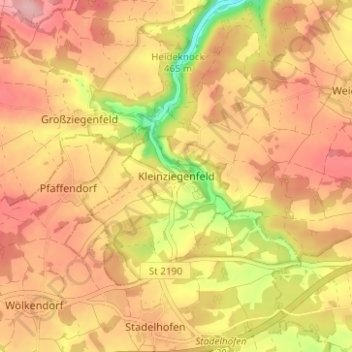 Topografische kaart Kleinziegenfeld, hoogte, reliëf