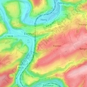 Topografische kaart Hamay, hoogte, reliëf