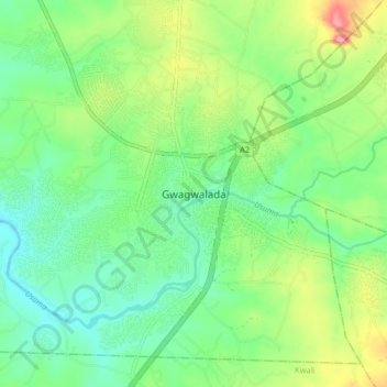 Topografische kaart Gwagwalada, hoogte, reliëf