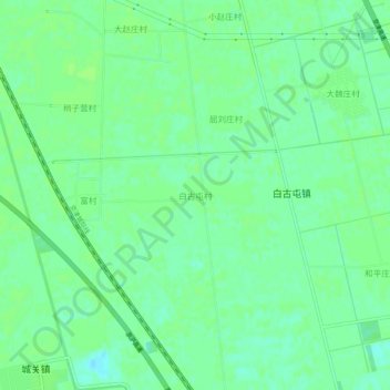 Topografische kaart 白古屯村, hoogte, reliëf