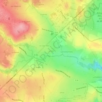 Topografische kaart La Côte, hoogte, reliëf