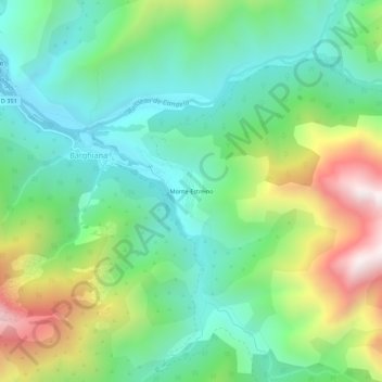 Topografische kaart Monte-Estreino, hoogte, reliëf