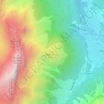 Topografische kaart Napremont, hoogte, reliëf