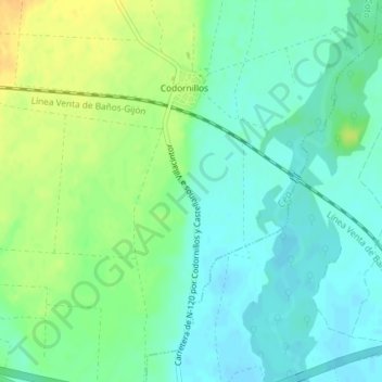 Topografische kaart Valorio, hoogte, reliëf