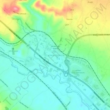 Topografische kaart Cartiera-Stazione, hoogte, reliëf