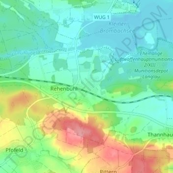 Topografische kaart Langlau, hoogte, reliëf