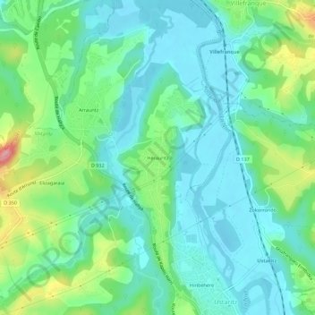Topografische kaart Hérauritz, hoogte, reliëf