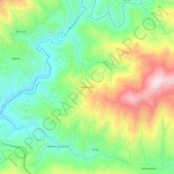 Topografische kaart Malhadal, hoogte, reliëf