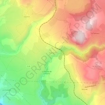 Topografische kaart Arquejols, hoogte, reliëf