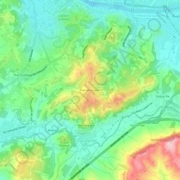 Topografische kaart Pian dei Giullari, hoogte, reliëf