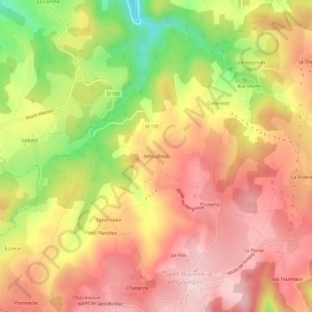 Topografische kaart Antouilleux, hoogte, reliëf