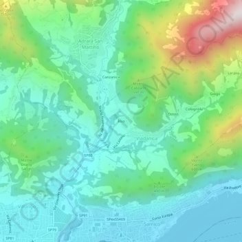 Topografische kaart Riva, hoogte, reliëf