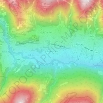 Topografische kaart Niedermauern, hoogte, reliëf