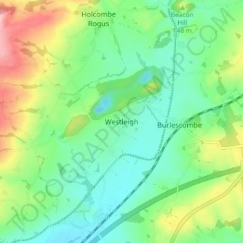 Topografische kaart Westleigh, hoogte, reliëf