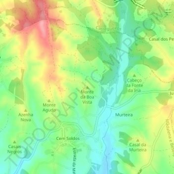 Topografische kaart Monte da Boa Vista, hoogte, reliëf